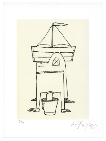 Litografía Nørgard - Tête dans le sceau