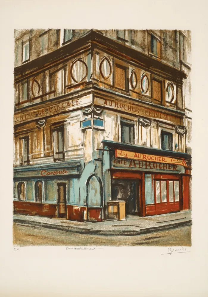 Litografía Oguiss  - AU ROCHER DE CANCALE (1982)