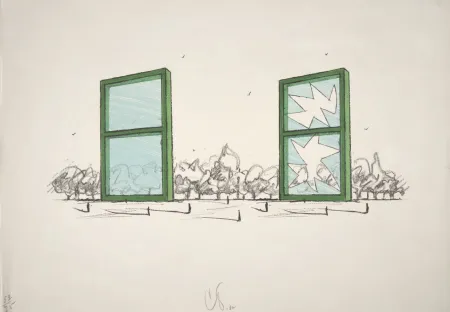 Litografía Oldenburg - Proposal For A Civic Monument In The Form Of Two Windows