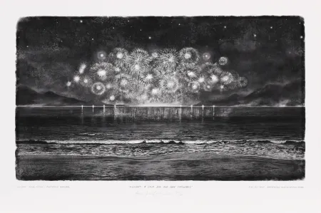 Estampa Numérica Op De Beeck - Midnight, a calm Sea and some Firework
