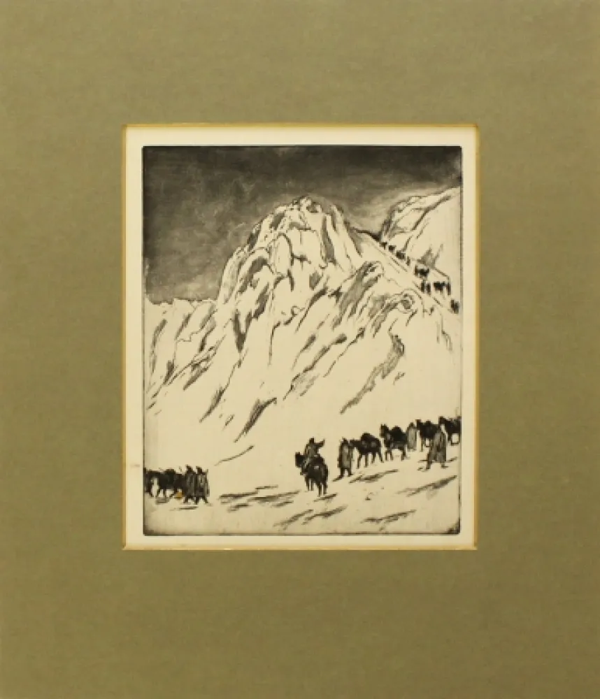 Aguafuerte Y Aguatinta Orlik - Austrian Munitions Column on Serbian Border