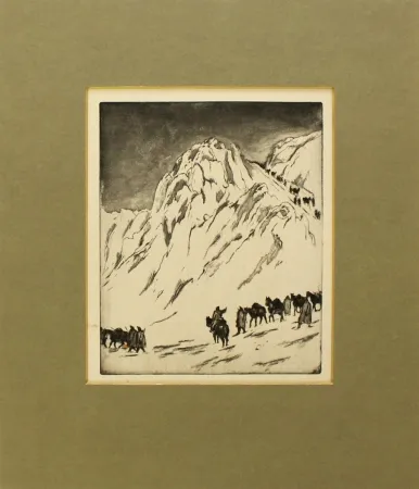 Aguafuerte Y Aguatinta Orlik - Austrian Munitions Column on Serbian Border