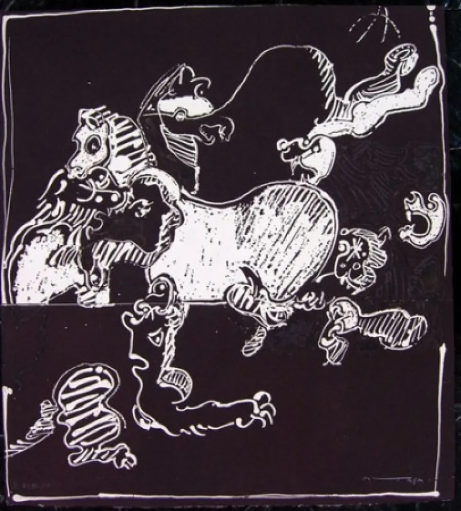 Aguafuerte Ortega - FIERAS Y CABALLO