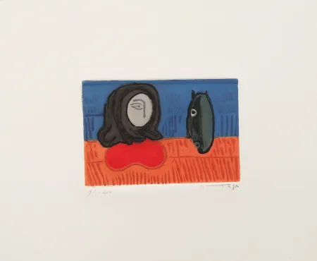 Aguafuerte Ortega - Figura con cavallo