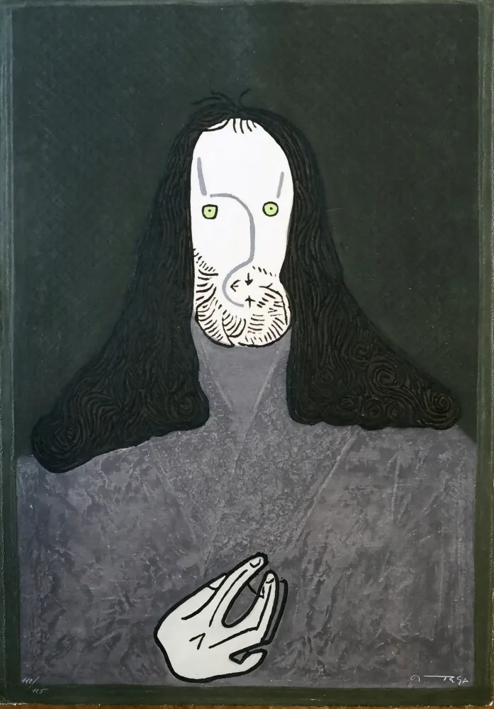 Aguafuerte Ortega - Ritratto mistico di monaco