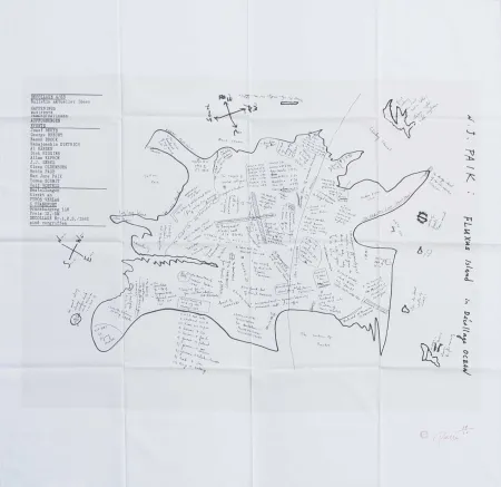 Serigrafía Paik - FLUXUS ISLAND IN DECOLLAGE OCEAN