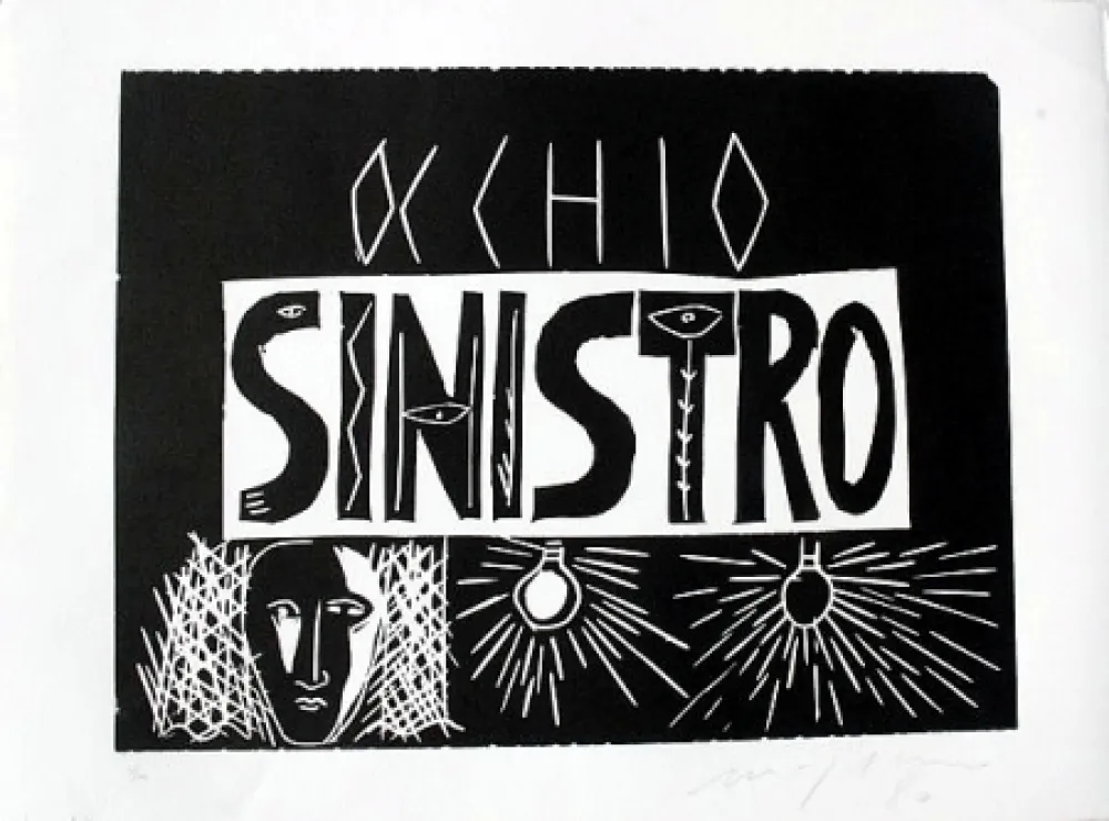 Linograbado Paladino - Terra tonda africana 6 - Occhio sinistro