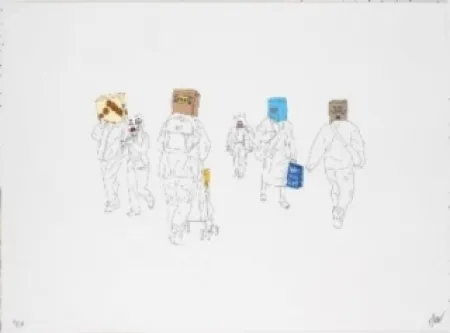 Litografía Partegas - Shopping Heads