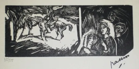 Grabado En Madera Pascin - Filles et cavaliers