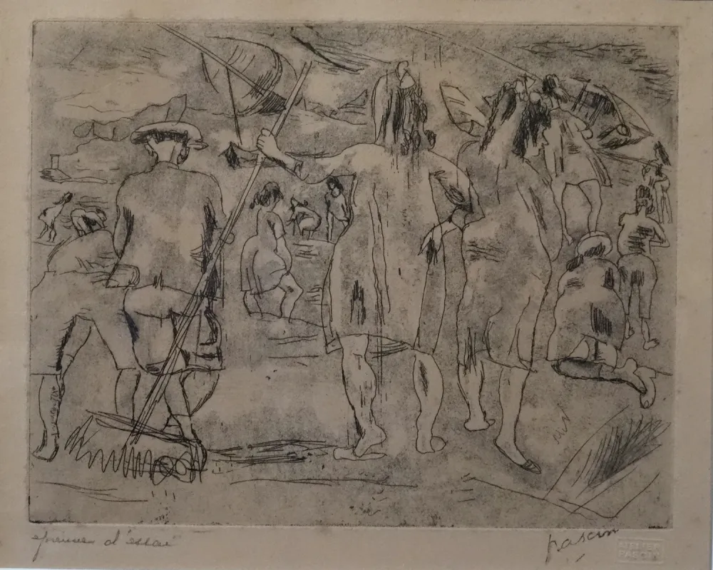 Grabado Pascin - La plage