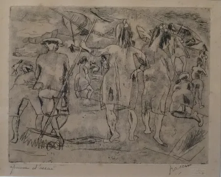 Grabado Pascin - La plage