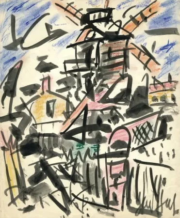 Sin Técnico Paul  - Dessin Original / Original Drawing - LE MOULIN DE LA GALETTE - Paris / Montmartre