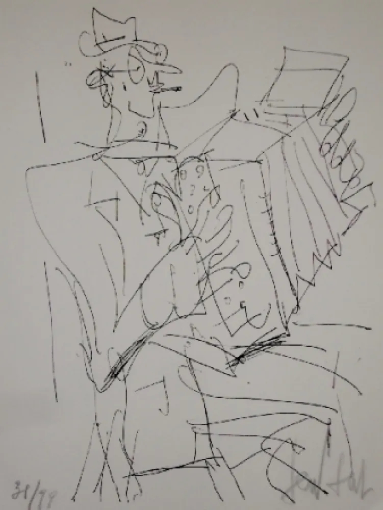 Litografía Paul  - L'accordéoniste