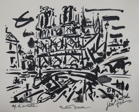 Litografía Paul  - NOTRE DAME DE PARIS / NOTRE DAME OF PARIS - Lithographie Originale / Original Lithography