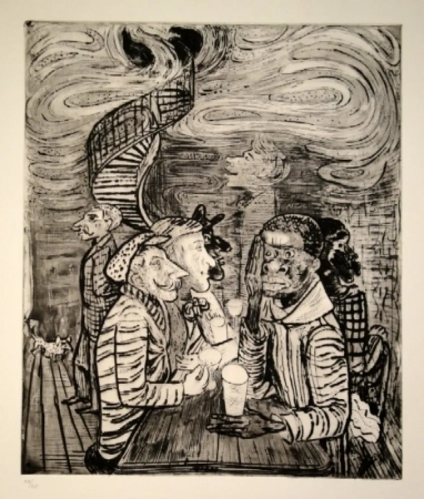 Aguafuerte Y Aguatinta Pauli - Café colonial, auch Grand Café Collioure