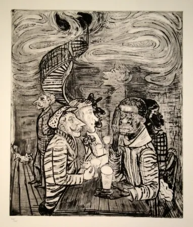 Aguafuerte Y Aguatinta Pauli - Café colonial, auch Grand Café Collioure