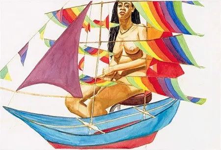 Serigrafía Pearlstein - MODEL WITH CHINESE KITE