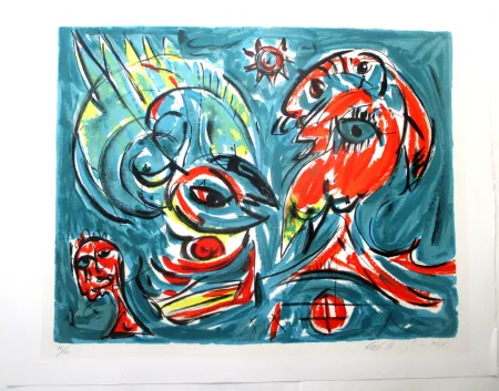 Litografía Pedersen - Composition bleu