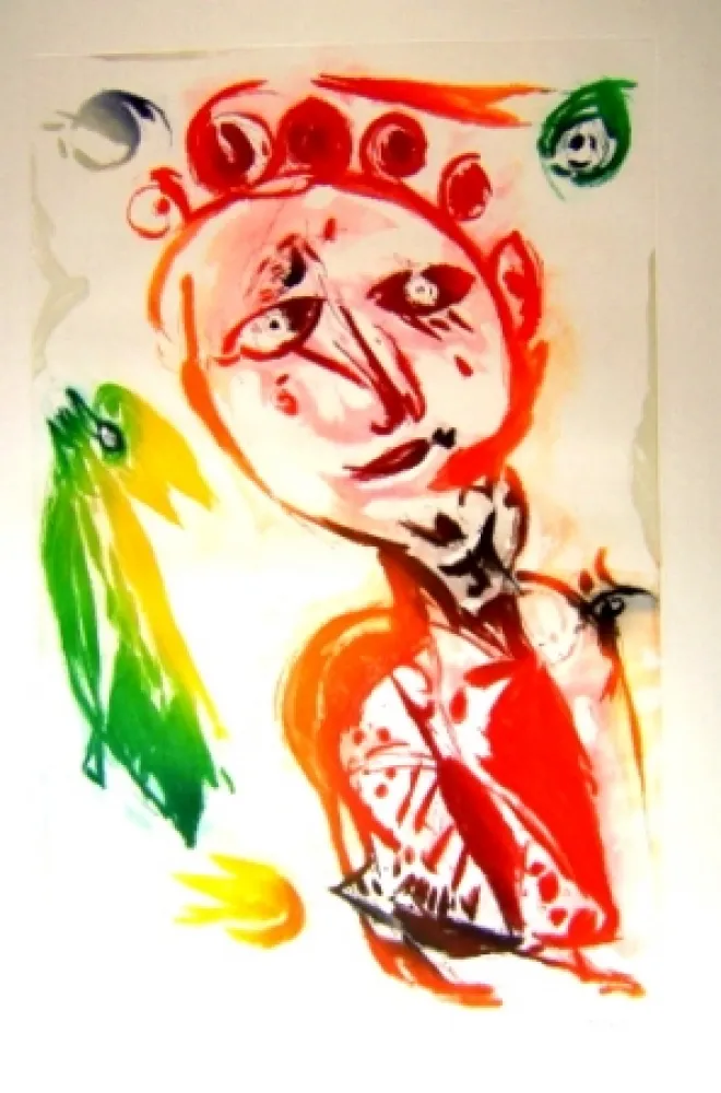 Aguatinta Pedersen - La fille et l'oiseau