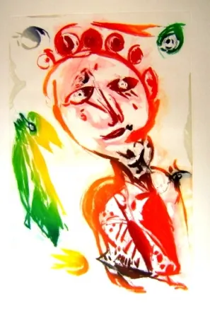 Aguatinta Pedersen - La fille et l'oiseau