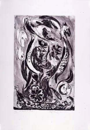 Grabado Pedersen - Le bateau de Caron