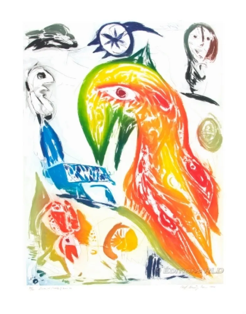 Aguafuerte Y Aguatinta Pedersen - L'Oiseau et l'étoile filante