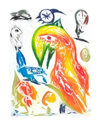 Aguafuerte Y Aguatinta Pedersen - L'Oiseau et l'étoile filante