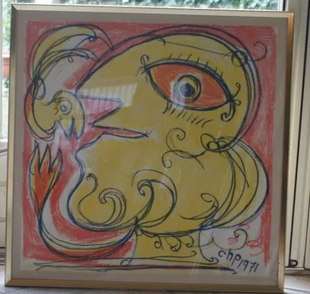 Litografía Pedersen - Woman and bird, reduced price!