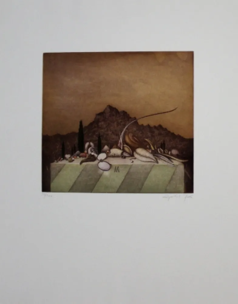 Aguafuerte Y Aguatinta Peer - Still Life Landscape