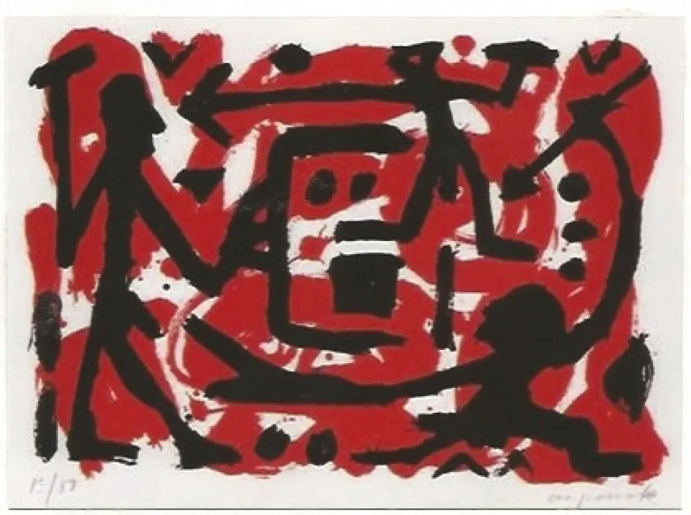 Serigrafía Penck - Angriff und Verteidigung