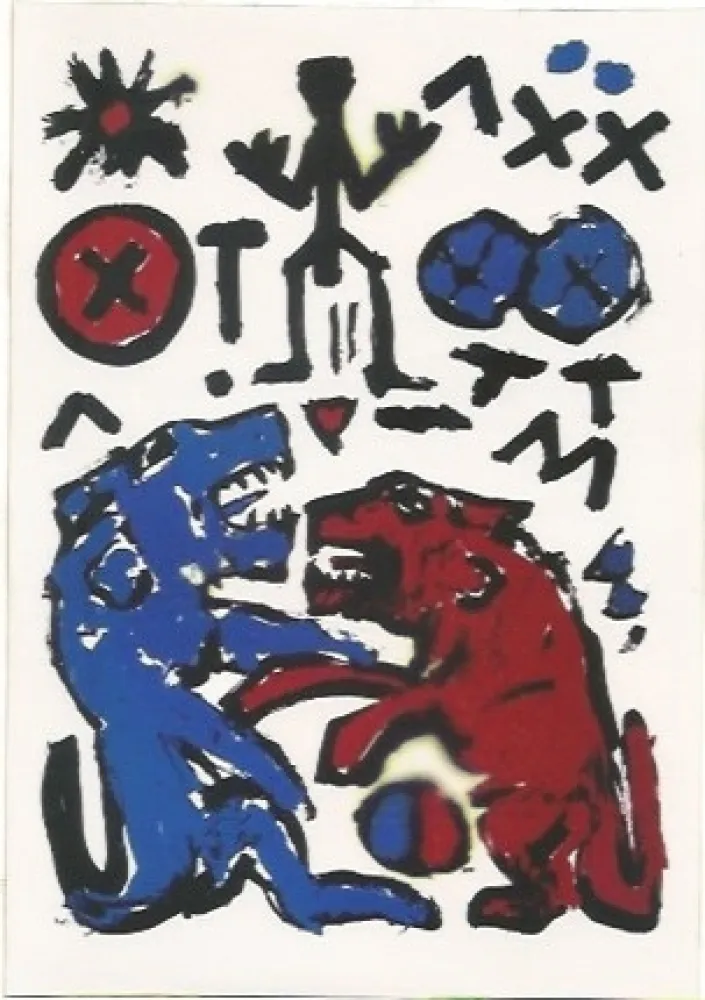 Serigrafía Penck - Zwei Lowen