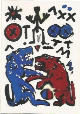 Serigrafía Penck - Zwei Lowen