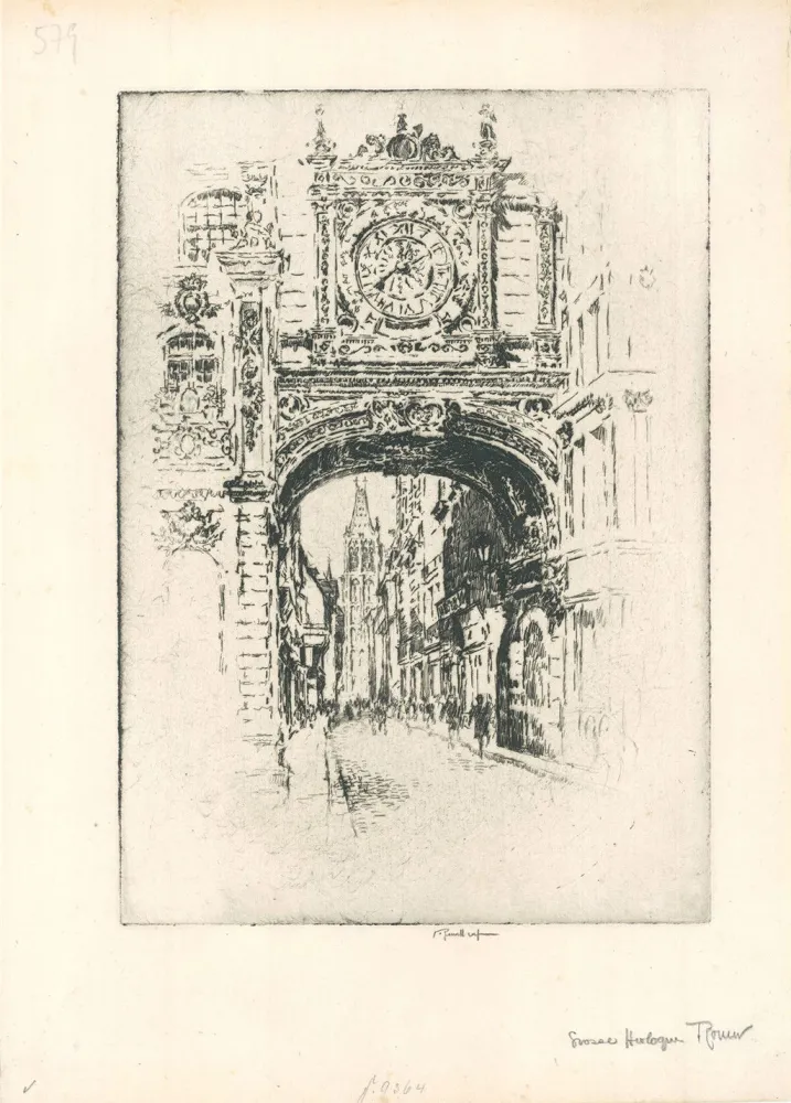 Grabado Pennell - Grosse horloge, Rouen