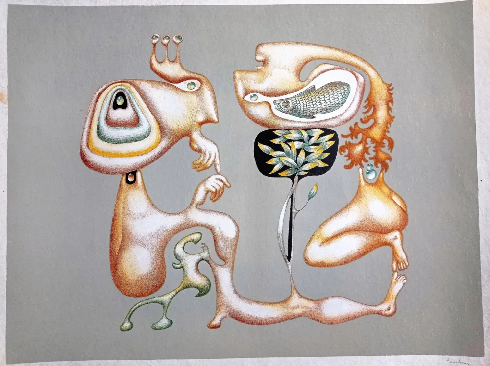 Litografía Pérahim - Jules Perahim, Surrealist Composition, 1970s