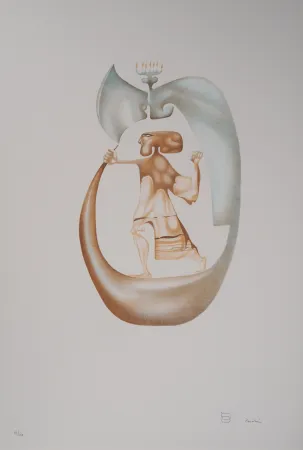 Litografía Pérahim - L'Alphabet Hébreu : Homme à la Menorah