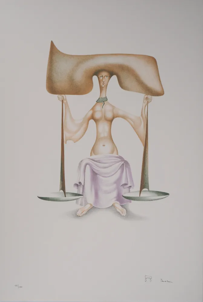 Litografía Pérahim - L'Alphabet Hébreu : Justice et Equilibre