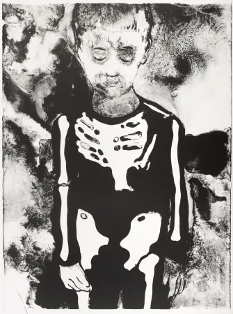 Litografía Pétrovitch - Garçon au Squelette