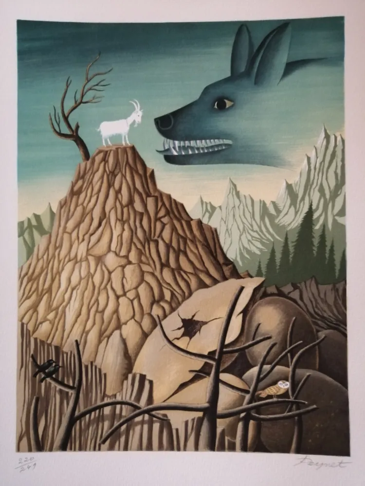 Litografía Peynet - La Chêvre de Monsieur Seguin