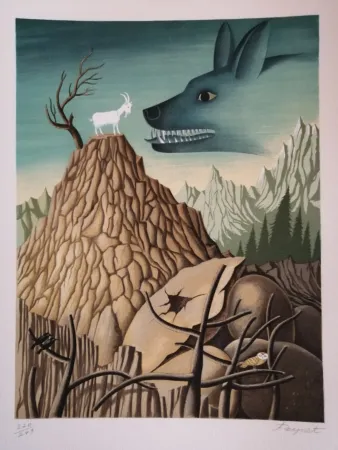 Litografía Peynet - La Chêvre de Monsieur Seguin