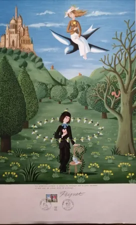 Litografía Peynet - La Saint Valentin - Les Primevères