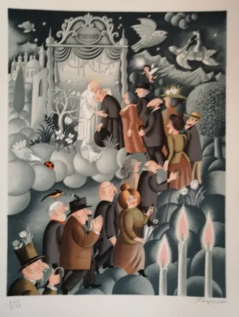 Litografía Peynet - Le Curé de Cucugnan