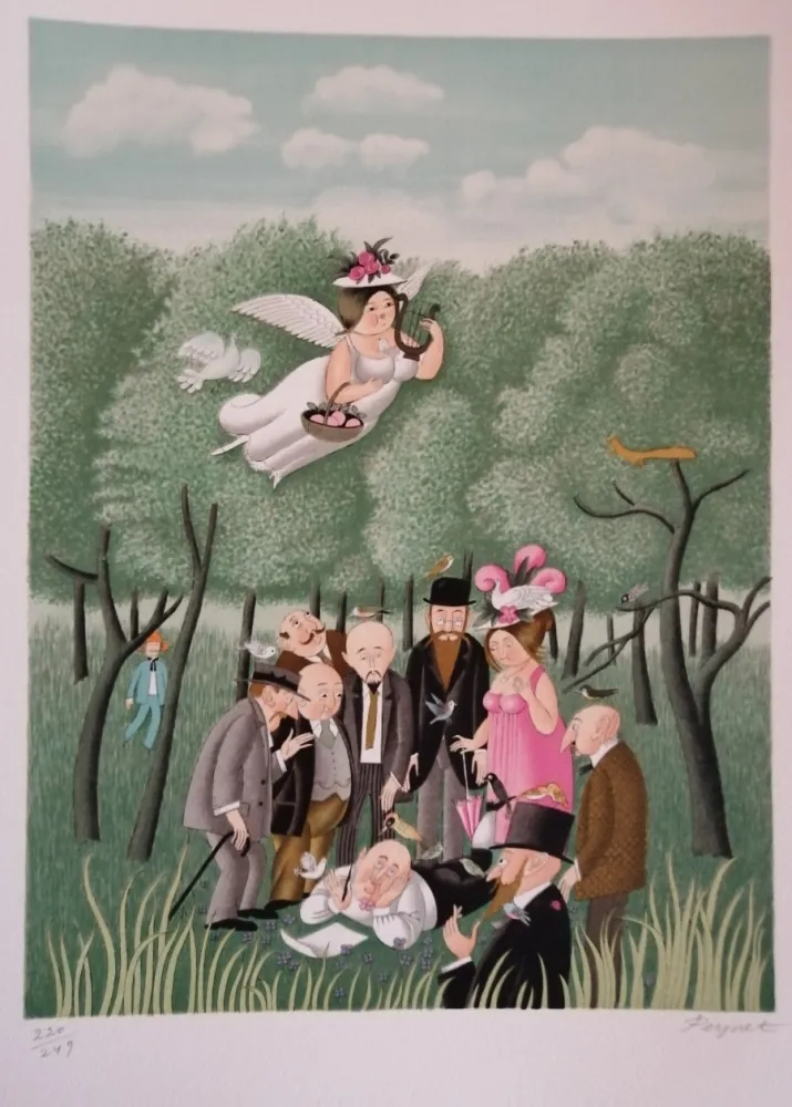 Litografía Peynet - Le Sous Préfet aux champs