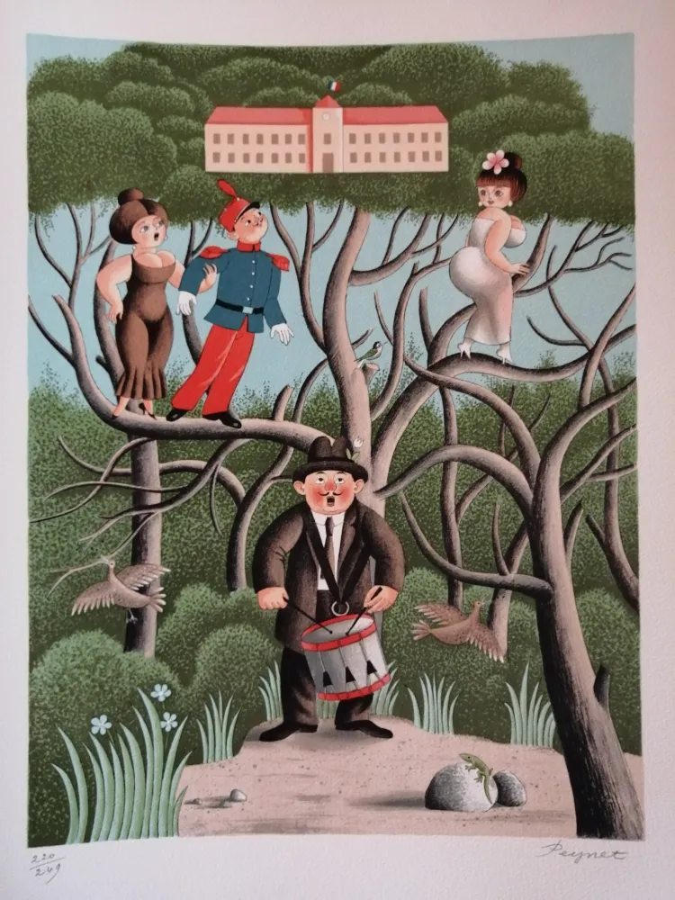 Litografía Peynet - Nostalgie de Caserne