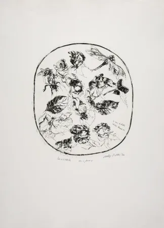 Aguafuerte Piacesi - Rose e libellula