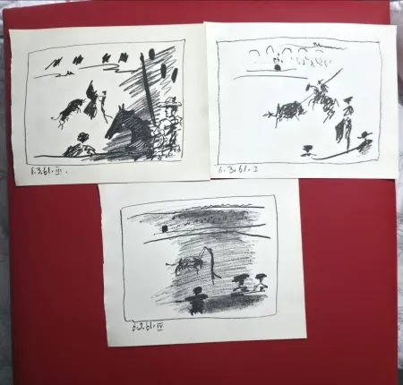 Litografía Picasso - A Los Toros Avec Picasso- 3 plates