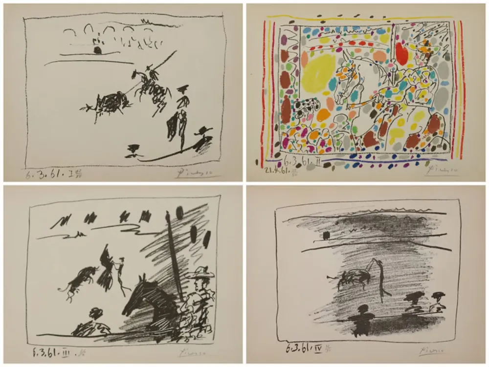 Litografía Picasso - A Los Toros (set of 4)