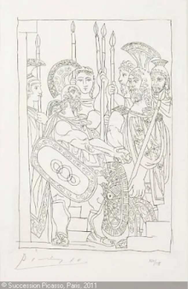 Grabado Picasso - Accord Entre les Guerriers de Sparte et d'Athens