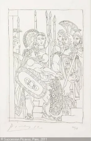 Grabado Picasso - Accord Entre les Guerriers de Sparte et d'Athens