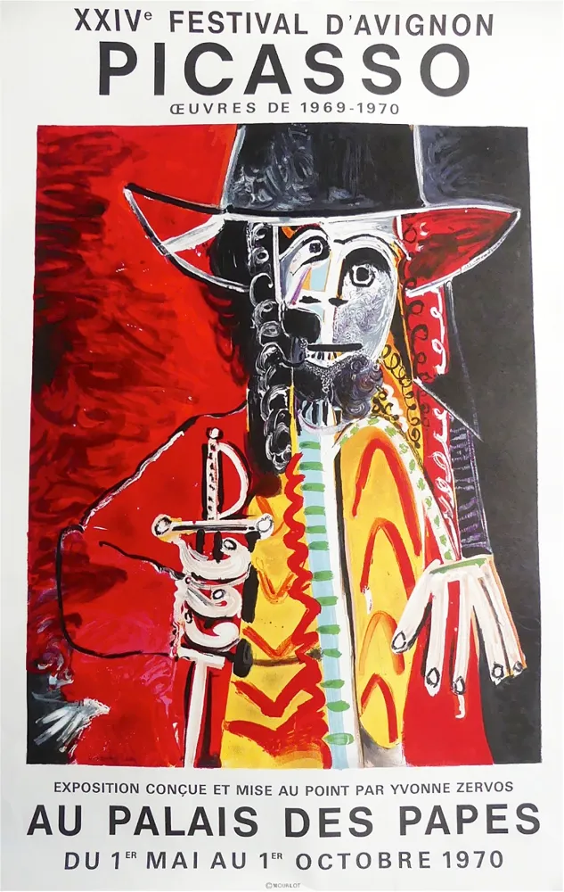 Cartel Picasso - Affiche originale : PICASSO AU PALAIS DES PAPES. Avignon Mai-Octobre 1970