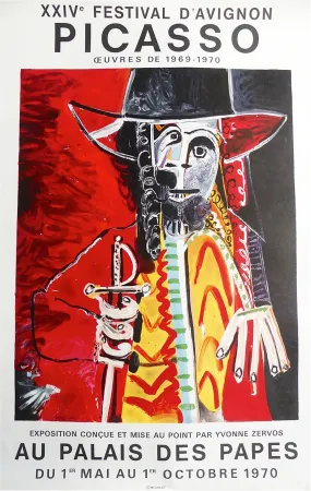 Cartel Picasso - Affiche originale : PICASSO AU PALAIS DES PAPES. Avignon Mai-Octobre 1970